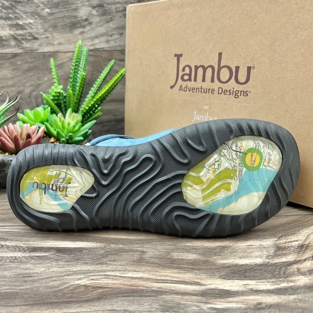NIB Jambu 8W WIDE Creek T-Strap Leather Mary Jane Comfort Shoes Flats Denim - Picture 9 of 12